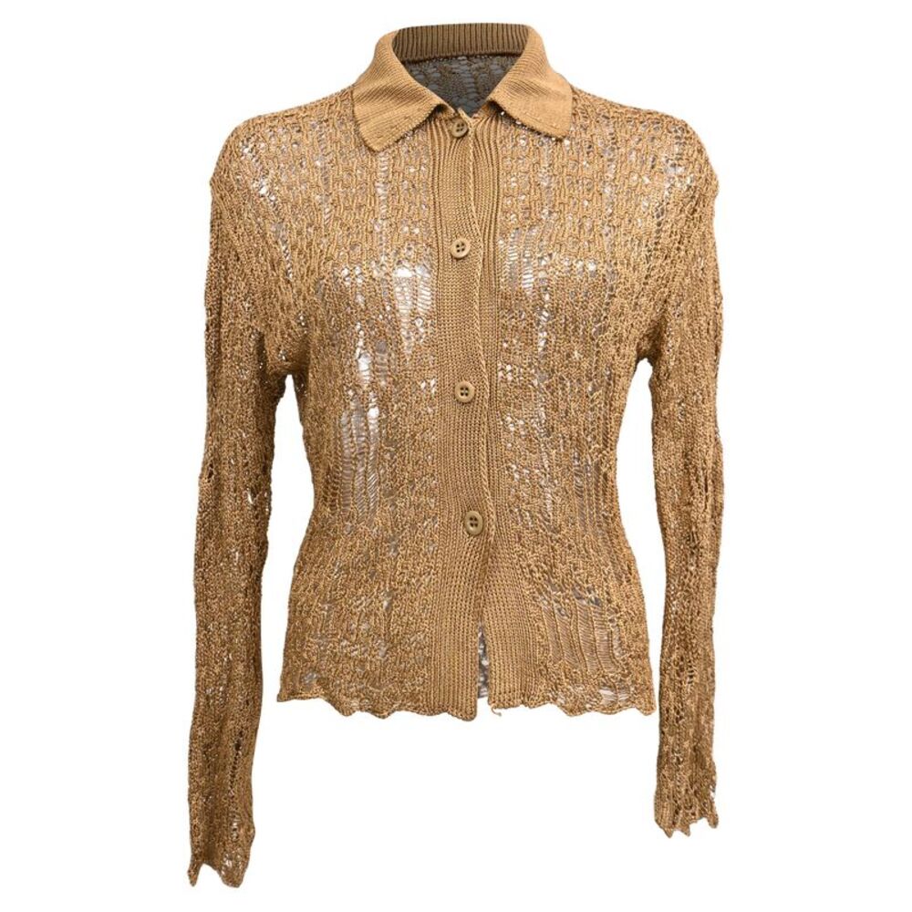 Acne Studios Semi-Sheer Cardigan in Brown Viscose